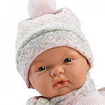 Звукова Лялька Llorens Іспанська Лялька Вінілова Плачуча 38 см в Рожевому Костюмі з Пледом, фото 4