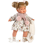 Іспанська Лялька з Механізмом Llorens Плаче та Кличе Маму та Тата Вінілова Лялька Лоренс Дівчинка 38 см у Сукні та з Хвостиками, фото 2