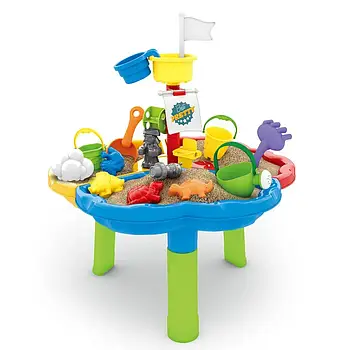 Столик пісочниця Квіточка (3 відсіки, водяний млин, набір для піску) HG 844