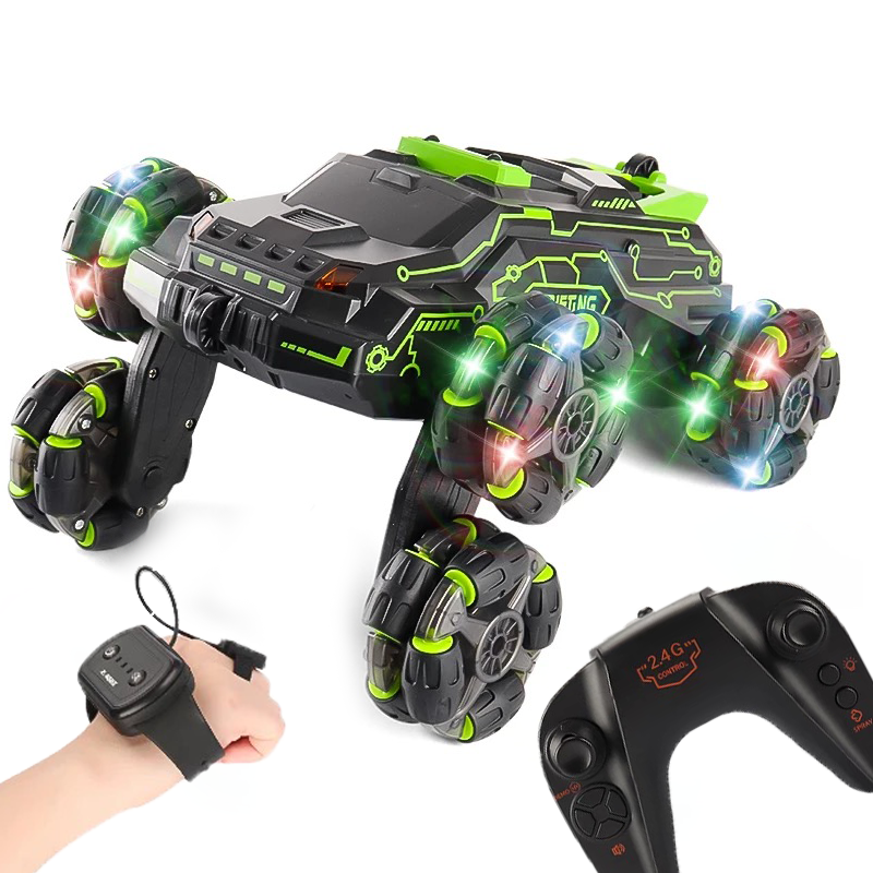 Трюкова Машинка Перевертень з Годинником та Пультом Управління Всюдихід Позашляховик з Паром Музикою та LED Підсвічуванням +, фото 1