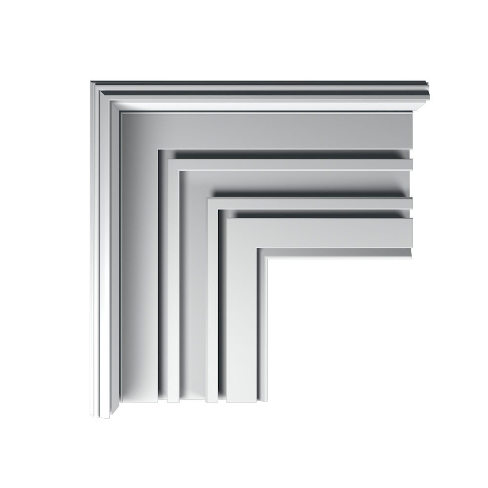 Кут карнизу/гардини посиленої 90° білий дві смуги (лівий)