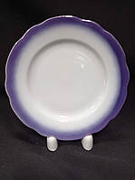 Тарелка мелкая 200 мм ВК "Белая поддувка фиолет люстрой" Коростень фарфор