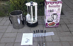 Електрошашличниця Помічниця 6 шампурів+таймер+запасне жаростійке скло