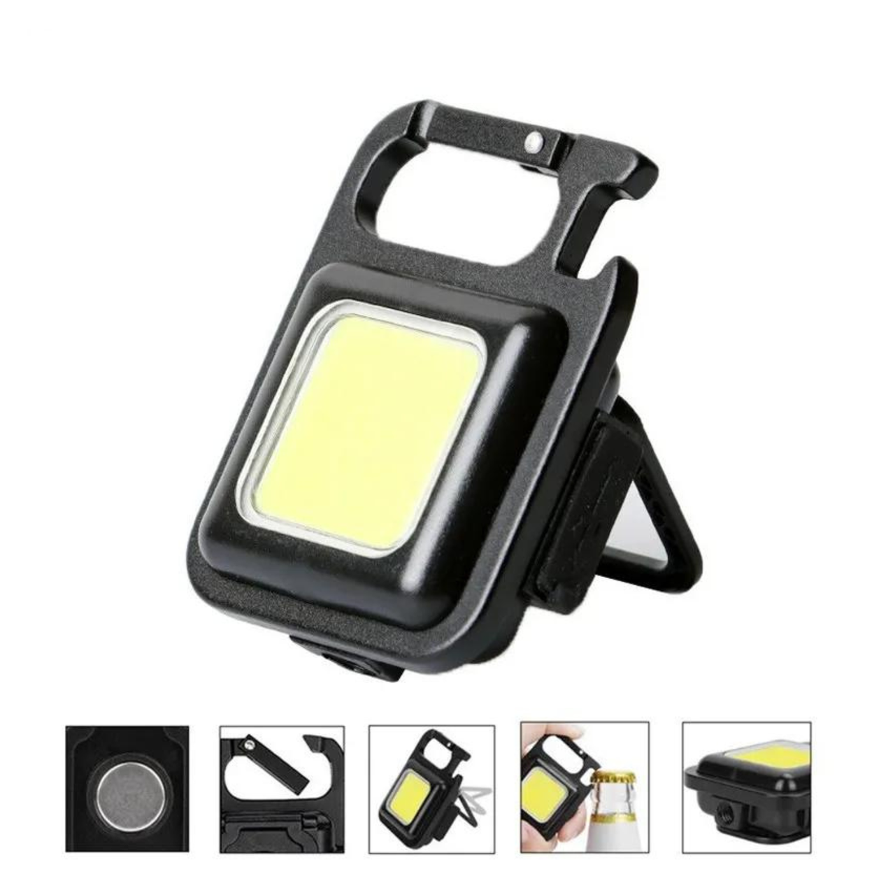 Портативний Замок Ліхтарик Кишеньковий 4в1 на Магніті та Акумуляторі TYPE-C зі Складною Підставкою Чорний, фото 1