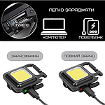 Портативний Замок Ліхтарик Кишеньковий 4в1 на Магніті та Акумуляторі TYPE-C зі Складною Підставкою Чорний, фото 6