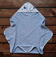 Детское махровое полотенце с капюшоном для купания новорожденных 80*80 см BST Голубой 1