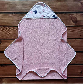 Дитячий махровий рушник з капюшоном для купання новонароджених 80*80 см BST Рожевий 1