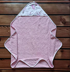 Дитячий махровий рушник з капюшоном для купання новонароджених 80*80 см BST Рожевий 2