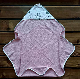 Дитячий махровий рушник з капюшоном для купання новонароджених 80*80 см BST Рожевий 3