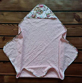 Дитячий махровий рушник з капюшоном для купання новонароджених 80*80 см BST Рожевий 4