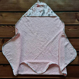 Дитячий махровий рушник з капюшоном для купання новонароджених 80*80 см BST Рожевий 5