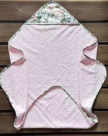 Дитячий махровий рушник з капюшоном для купання новонароджених 80*80 см BST Рожевий 6
