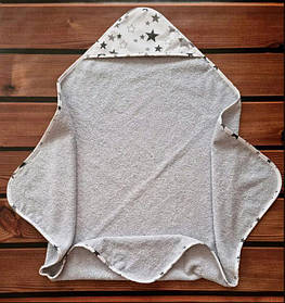 Дитячий махровий рушник з капюшоном для купання новонароджених 80*80 см BST Сірий 1