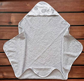 Дитячий махровий рушник з капюшоном для купання новонароджених 80*80 см BST Сірий 2