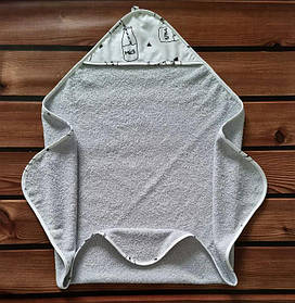 Дитячий махровий рушник з капюшоном для купання новонароджених 80*80 см BST Сірий 3