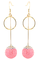 Серьги Xuping Позолота 18K французский замок "Декоративные подвески с розовыми шариками и колечками" ø 16 мм