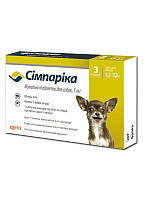Жевательные таблетки Simparica от блох и клещей для собак весом от 1,3 до 2,5 кг 3 таблетки
