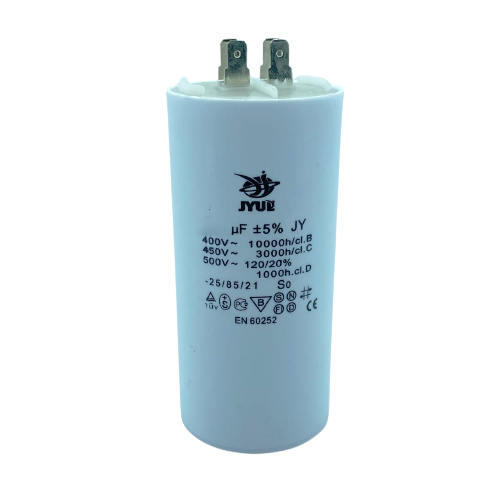 Конденсатор пуско-робочий CBB-60H 10uF 450VAC (±5%) Виведення клеми JYUL (35*60 mm)