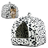 Домик для собак и кошек Pet Hut White, 35х35х40см / Кошачий мягкий домик / Домашняя лежанка для животных