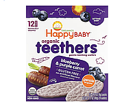 Happy Family мягкие вафли для прорезывания зубов, голубика и фиолетовая морковь, 12 пакетиков по 4 г