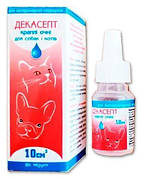 Декасепт краплі для лікування захворювань очей у собак і кішок, 10 мл