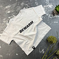 Детская футболка белая с принтом BEWARM 86-92