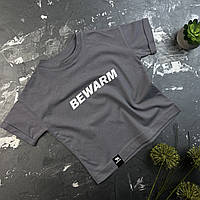 Детская футболка графит с принтом BEWARM