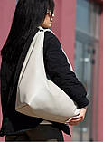 Стильна жіноча сумка хобо велика сіра з матової екошкіри (якісна штучна шкіра) + зручний гаманець, фото 5