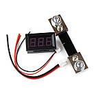 Цифровий амперметр постійного струму 0 ~100 А DC з шунтом Червоний am100r-1, фото 3