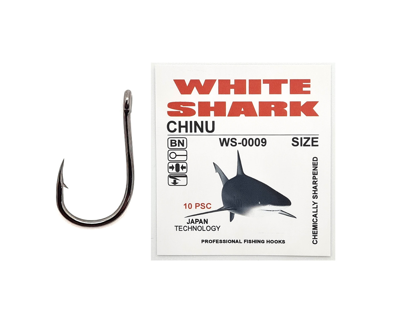 Гачок кований WHITE SHARK Chinu WS-0009 №1 (10 шт) (7 мм) (діам.пров. ⌀ 0.6 мм)