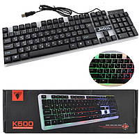 Клавиатура проводная JEDEL K500 с LED подсветкой / Клавиатура с подсветкой / Игровая клавиатура