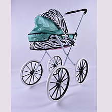 Коляска для ляльок з великими колесами металева