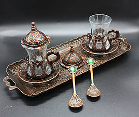 Турецький набір #85 для подачі кави Армуди на розносі Мідний колір