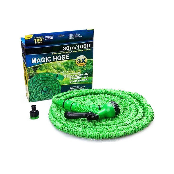 Шланг растягивающийся садовый для полива с распылителем Magic Hose 30 м Зеленый - фото 6 - id-p1834851722