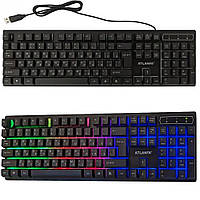 Игровая клавиатура с RGB подсветкой ATLANFA AT-6300 / Проводная / Мембранная геймерская клавиатура для ПК