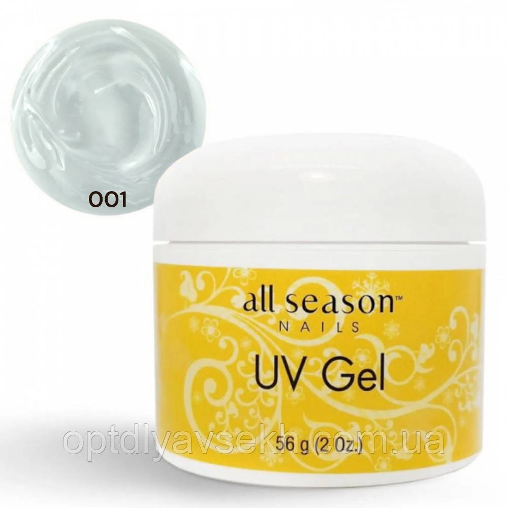 Моделюючий гель 56 г. для нарощування та зміцнення нігтів All Season UV Gel Прозорий 001