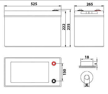 Гелева (GEL) акумуляторна батарея NPP 12V 250Ah (3000W*h), фото 3