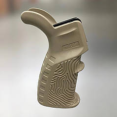 Рукоятка пістолетна для AR15 прогумована DLG TACTICAL (DLG-123-beige), колір Койот, з відсіком, "бобровий хвіст"