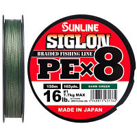 Оригінал! Шнур Sunline Siglon PE х8 300m 0.8/0.153mm 12lb/6.0kg Dark Green (1658.10.41) | T2TV.com.ua