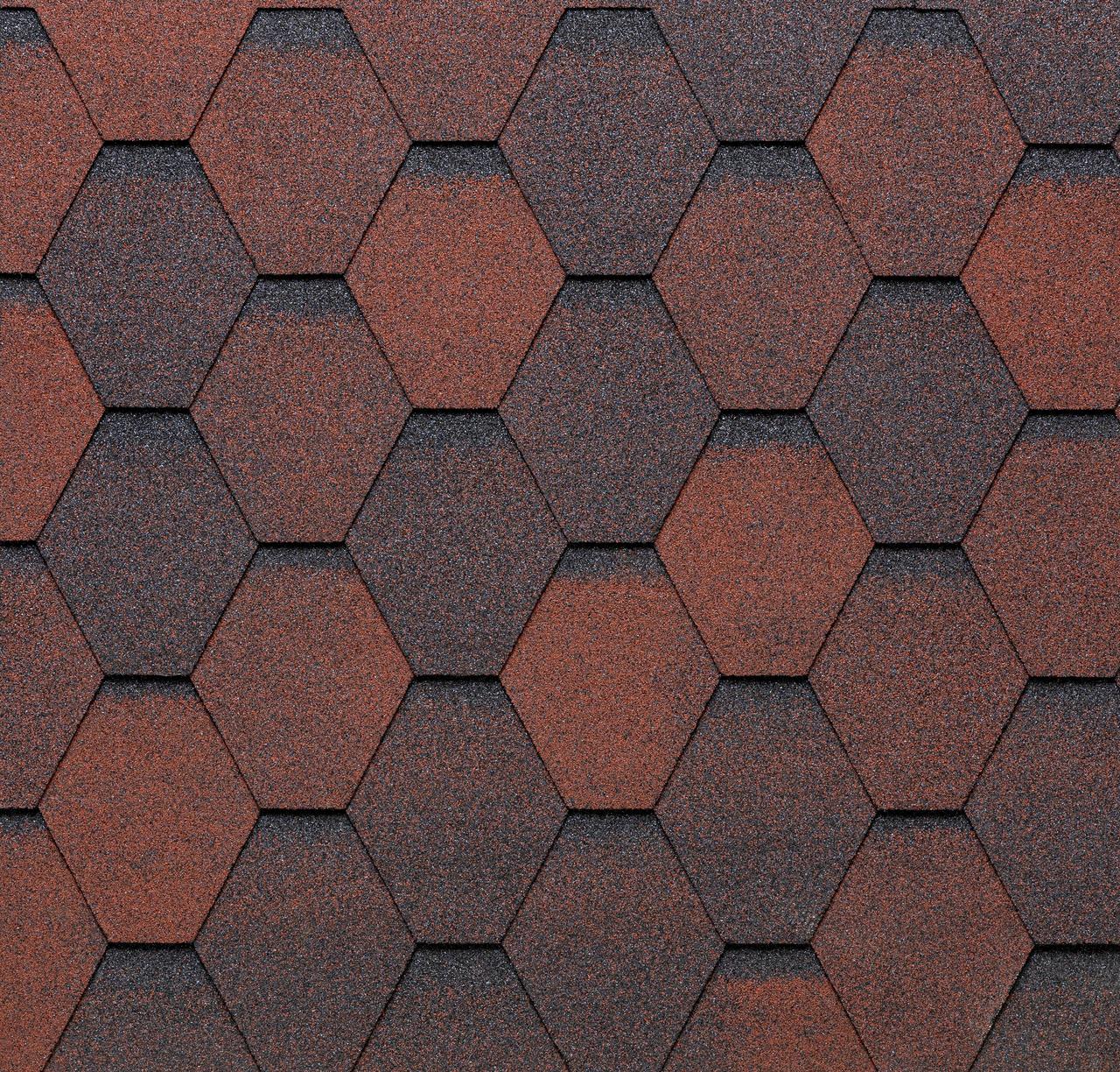 Бітумна черепиця Tegola ECO ROOF HEXAGONAL Shaded Red