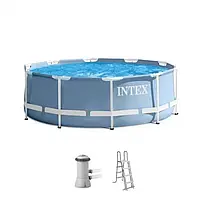 Круглый бассейн каркасный Intex 26718 с фильтром и лестницей 366х122 см на 10685 л голубой