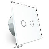 Сенсорна кнопка 2 сенсори Сухий контакт Livolo біле скло (VL-C702IH-11), фото 5