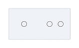 Сенсорний вимикач 3 сенсора (1-2) Livolo білий скло (VL-C701/C702-11), фото 2