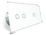 Сенсорний вимикач 3 сенсора (1-2) Livolo білий скло (VL-C701/C702-11), фото 5