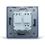 Електрична розетка з заземленням LIVOLO, біла з хромованою вставкою, скло, шторки, 250В 16А (VL-C7C1EU-11C), фото 3