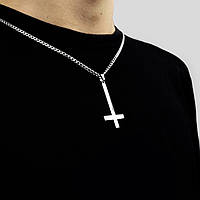 Підвіска кулон на шию ланцюжок «CROSS» крест від українського виробника з нержавіючої сталі на подарунок