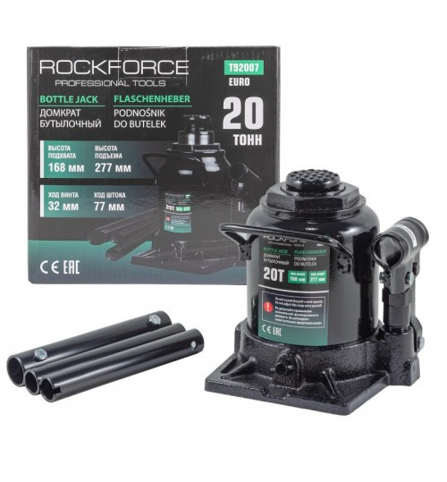 Домкрат 20т. низький пляшковий Rock FORCE RF-T92007(Euro) з клапаном