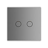 Сенсорна кнопка 2 сенсора Імпульсний вимикач Livolo сірий скло (VL-C702H-15), фото 2