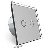 Сенсорна кнопка 2 сенсора Імпульсний вимикач Livolo сірий скло (VL-C702H-15), фото 5