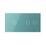 Сенсорний вимикач 3 сенсора (1-2) Livolo зеленый скло (VL-C701/C702-18), фото 2